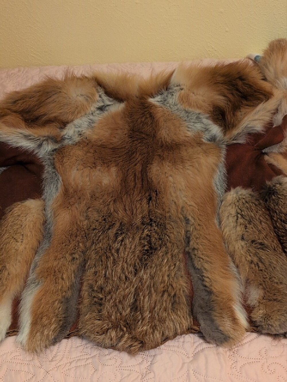 Vintage Red Fox Real Fur Jacket in Warm Brown Tones With Suede Insets - Picture 7 of 12